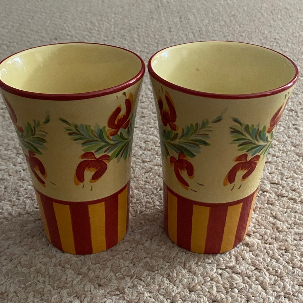 2 Vintage Gail Pittman Hand Painted coffee mugs Siena  Garland Pattern - Picture 7 of 17